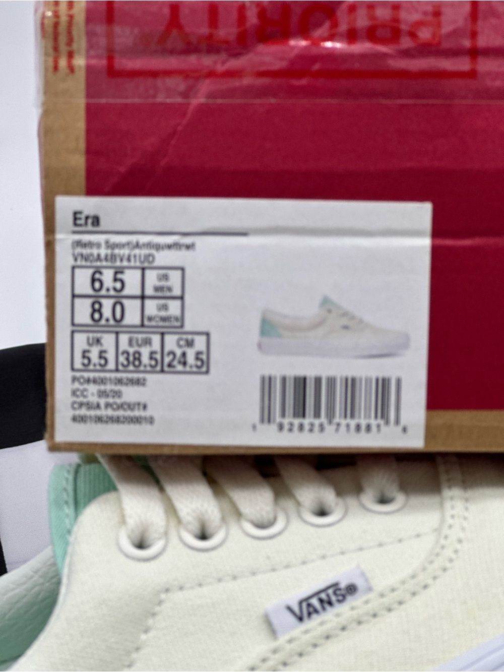 Vans Cream Canvas Sneakers with Mint Green Lining - Picture 10 of 10